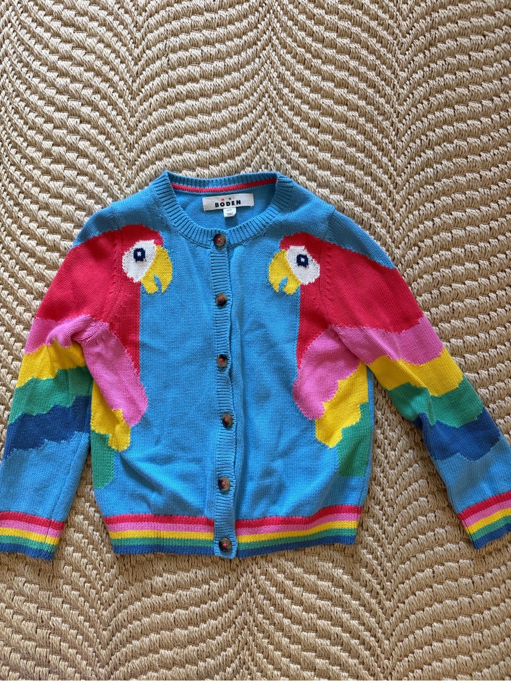 Mini Boden girls Rainbow cardigan Sweater - 6-7yr